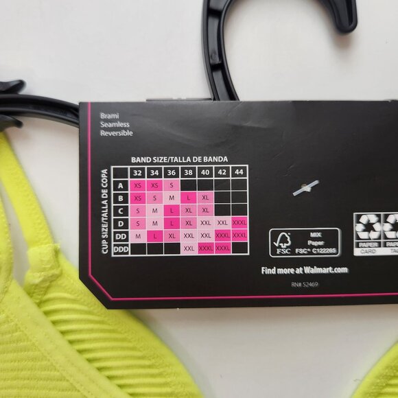 2 No Boundaries Ottoman Rib Brami sz M Seamless Reversible Bralette Pink Yellow - Picture 10 of 11